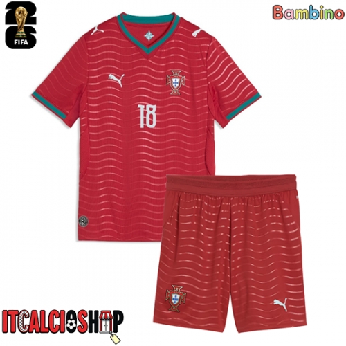 Portogallo Pedro Neto #18 Prima Maglia Bambino Mondiali 2026 Manica Corta (+ Pantaloni corti)
